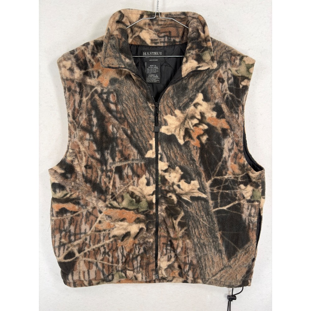HS Strut Mens XL Camouflage Fleece Vest Full Zip Quilted Lining Hunting Outdoor